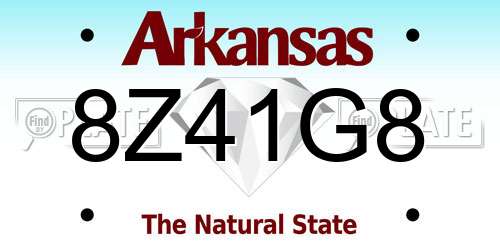 8Z41G8 Arkansas License Plate