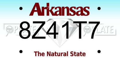 8Z41T7 Arkansas License Plate