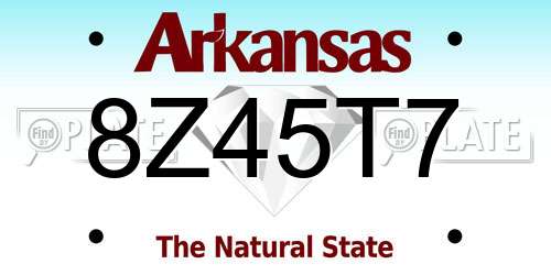 8Z45T7 Arkansas License Plate