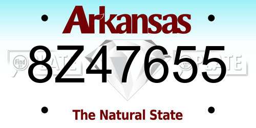 8Z47655 Arkansas License Plate