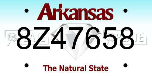 8Z47658 Arkansas License Plate