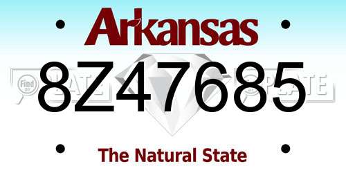 8Z47685 Arkansas License Plate