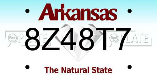 8Z48T7 Arkansas License Plate