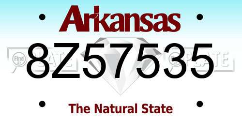 8Z57535 Arkansas License Plate