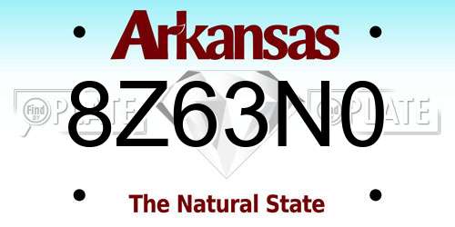 8Z63N0 Arkansas License Plate