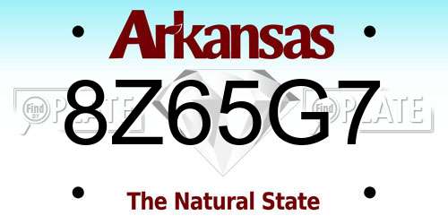 8Z65G7 Arkansas License Plate