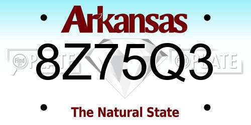 8Z75Q3 Arkansas License Plate