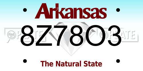 8Z78O3 Arkansas License Plate