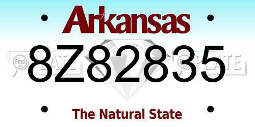 8Z82835 Arkansas License Plate