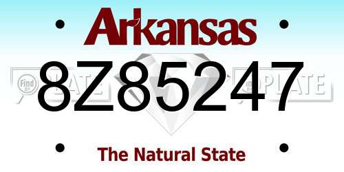 8Z85247 Arkansas License Plate