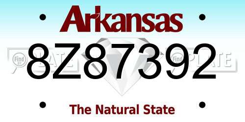 8Z87392 Arkansas License Plate