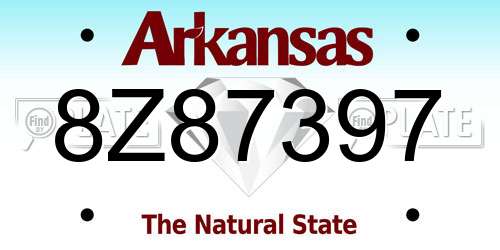 8Z87397 Arkansas License Plate