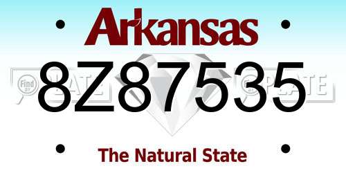 8Z87535 Arkansas License Plate