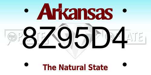 8Z95D4 Arkansas License Plate