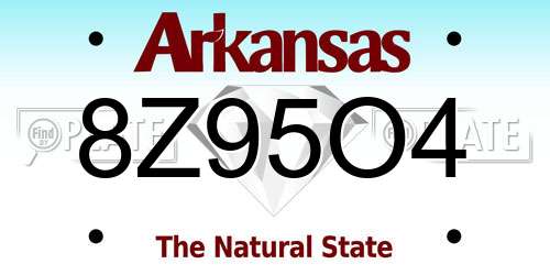 8Z95O4 Arkansas License Plate