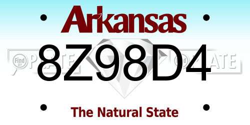 8Z98D4 Arkansas License Plate