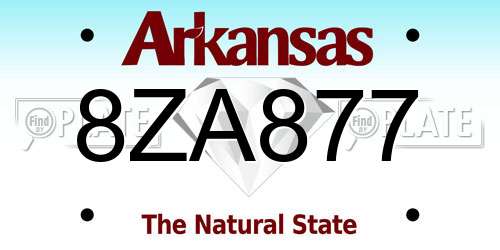 8ZA877 Arkansas License Plate