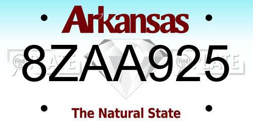 8ZAA925 Arkansas License Plate