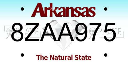 8ZAA975 Arkansas License Plate