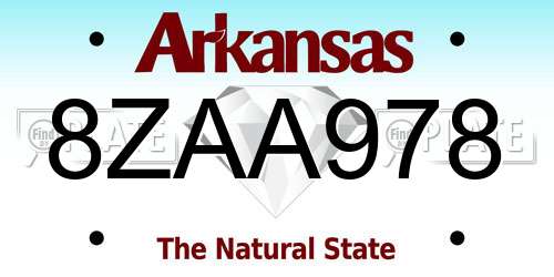 8ZAA978 Arkansas License Plate