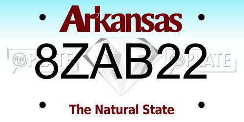 8ZAB22 Arkansas License Plate