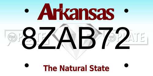 8ZAB72 Arkansas License Plate