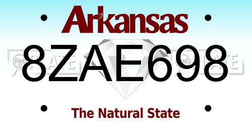 8ZAE698 Arkansas License Plate