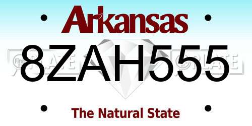 8ZAH555 Arkansas License Plate