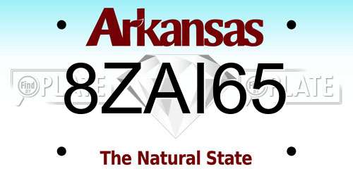 8ZAI65 Arkansas License Plate