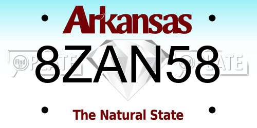 8ZAN58 Arkansas License Plate