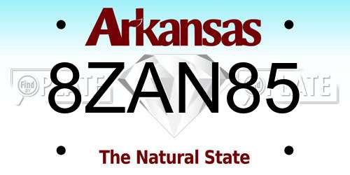 8ZAN85 Arkansas License Plate