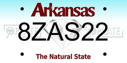8ZAS22 Arkansas License Plate