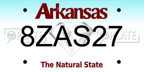8ZAS27 Arkansas License Plate