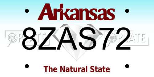 8ZAS72 Arkansas License Plate