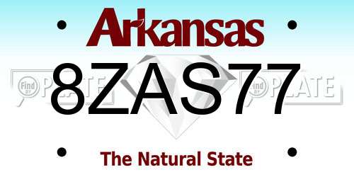 8ZAS77 Arkansas License Plate