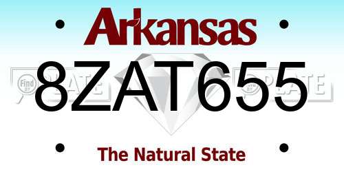 8ZAT655 Arkansas License Plate