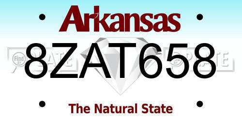 8ZAT658 Arkansas License Plate