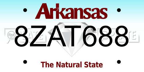 8ZAT688 Arkansas License Plate