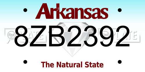 8ZB2392 Arkansas License Plate