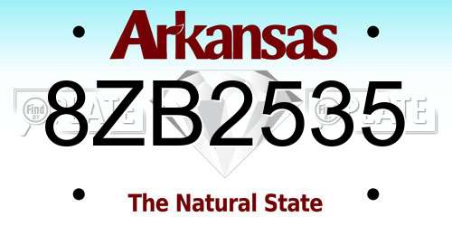 8ZB2535 Arkansas License Plate