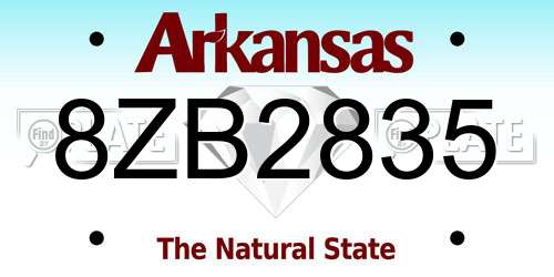 8ZB2835 Arkansas License Plate