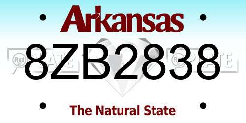 8ZB2838 Arkansas License Plate