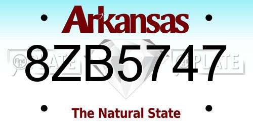 8ZB5747 Arkansas License Plate