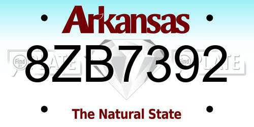 8ZB7392 Arkansas License Plate