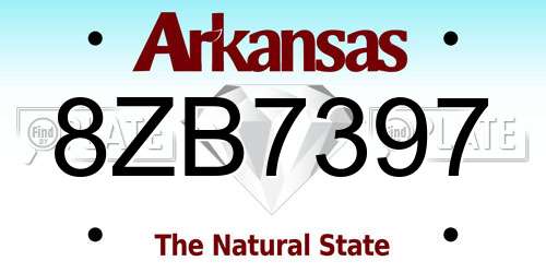 8ZB7397 Arkansas License Plate