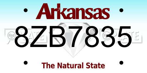8ZB7835 Arkansas License Plate