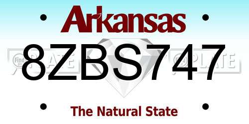 8ZBS747 Arkansas License Plate