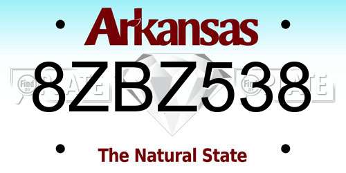8ZBZ538 Arkansas License Plate