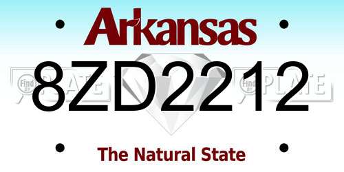 8ZD2212 Arkansas License Plate