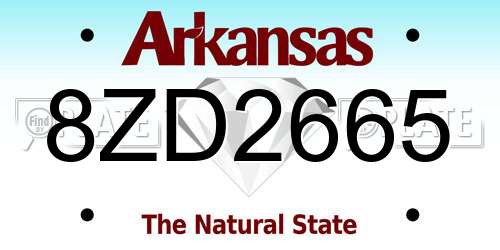 8ZD2665 Arkansas License Plate